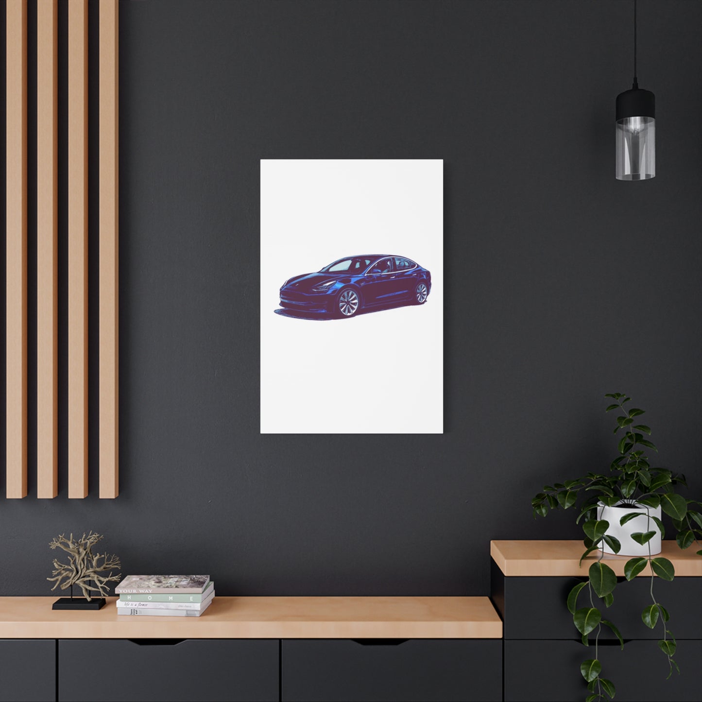 Silentshift Fastback – Modern Electric Sport Sedan Comic Car Wall Art