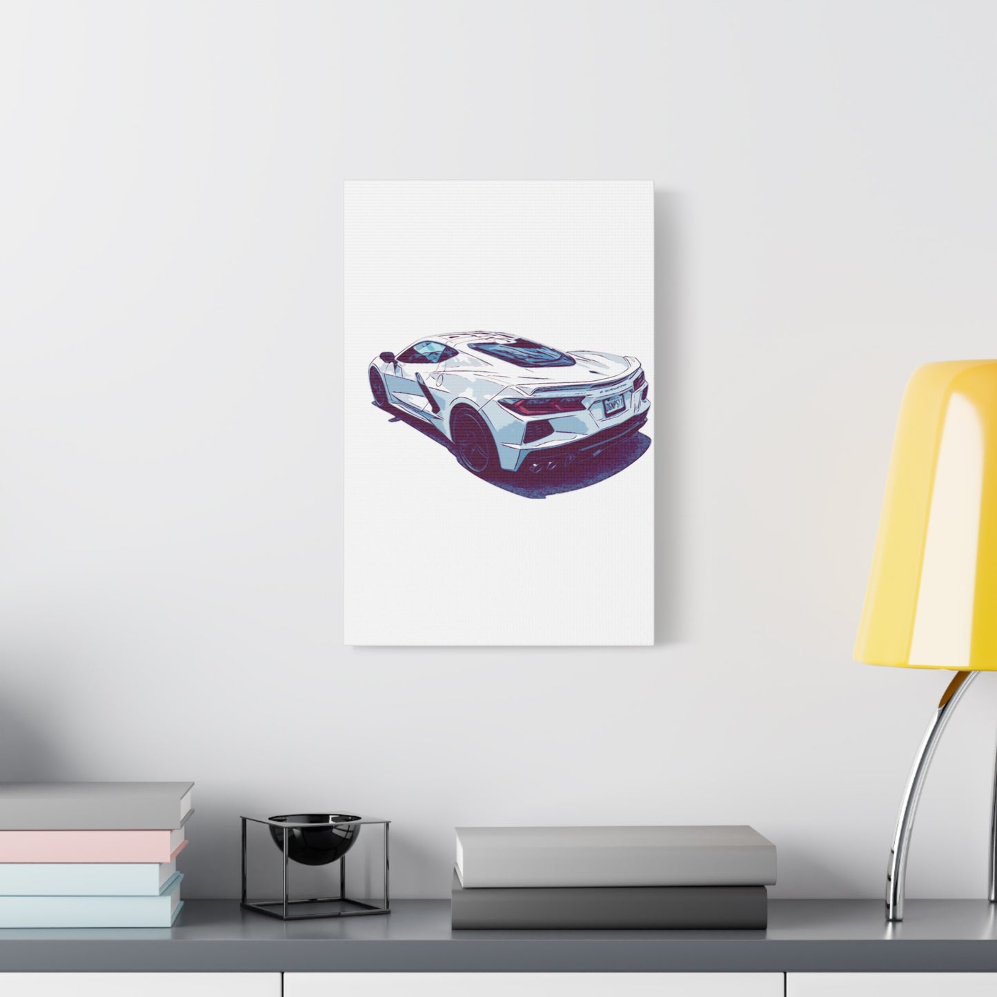 Whiteout Velocity – Modern Supercar Rear Profile Comic Wall Art