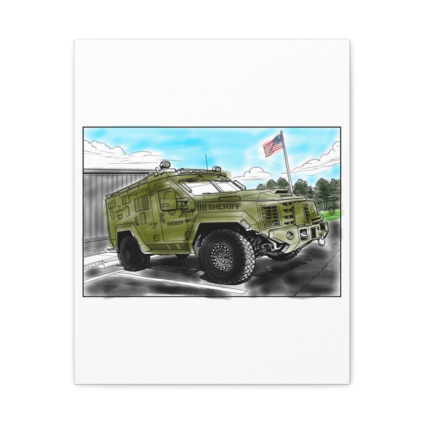 Brave Neighborhood Defender – Kids Community Truck Canvas Wall Art