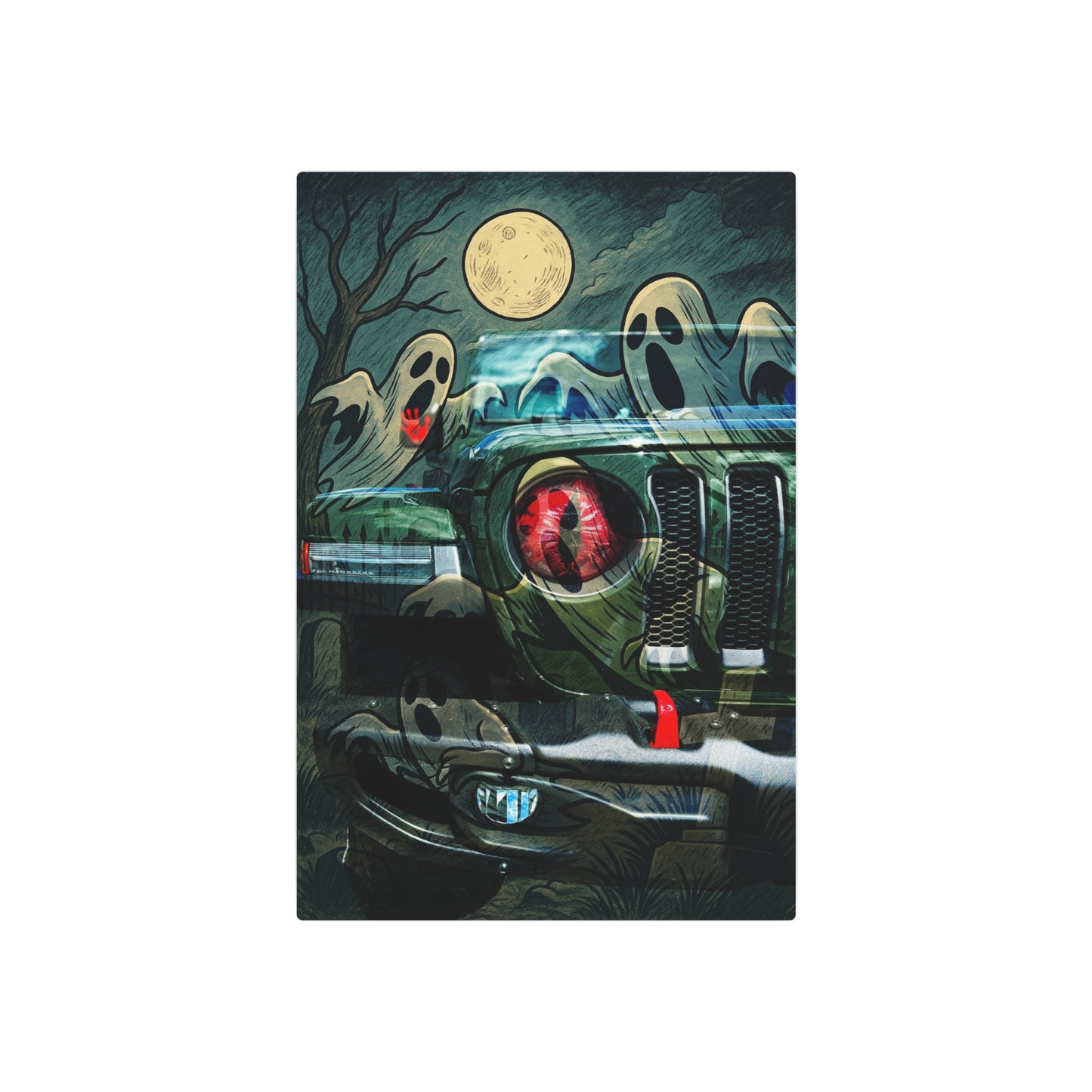 Rustic Ghostly Metal Art Sign - Spooky Decor for Halloween, Haunted House Theme, Unique Gift, Wall Art, Vehicle Lover's Decor