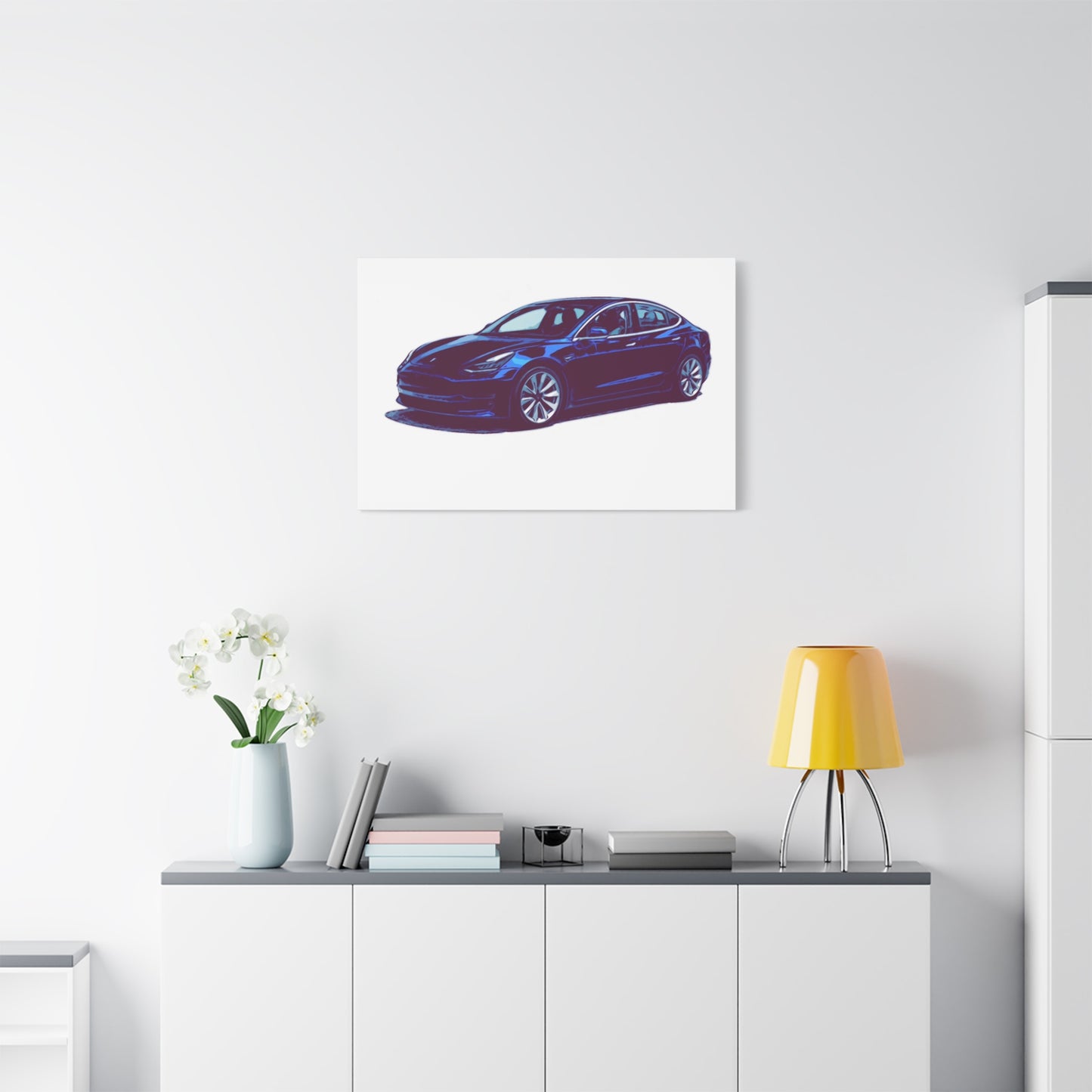 Silentshift Fastback – Modern Electric Sport Sedan Comic Car Wall Art
