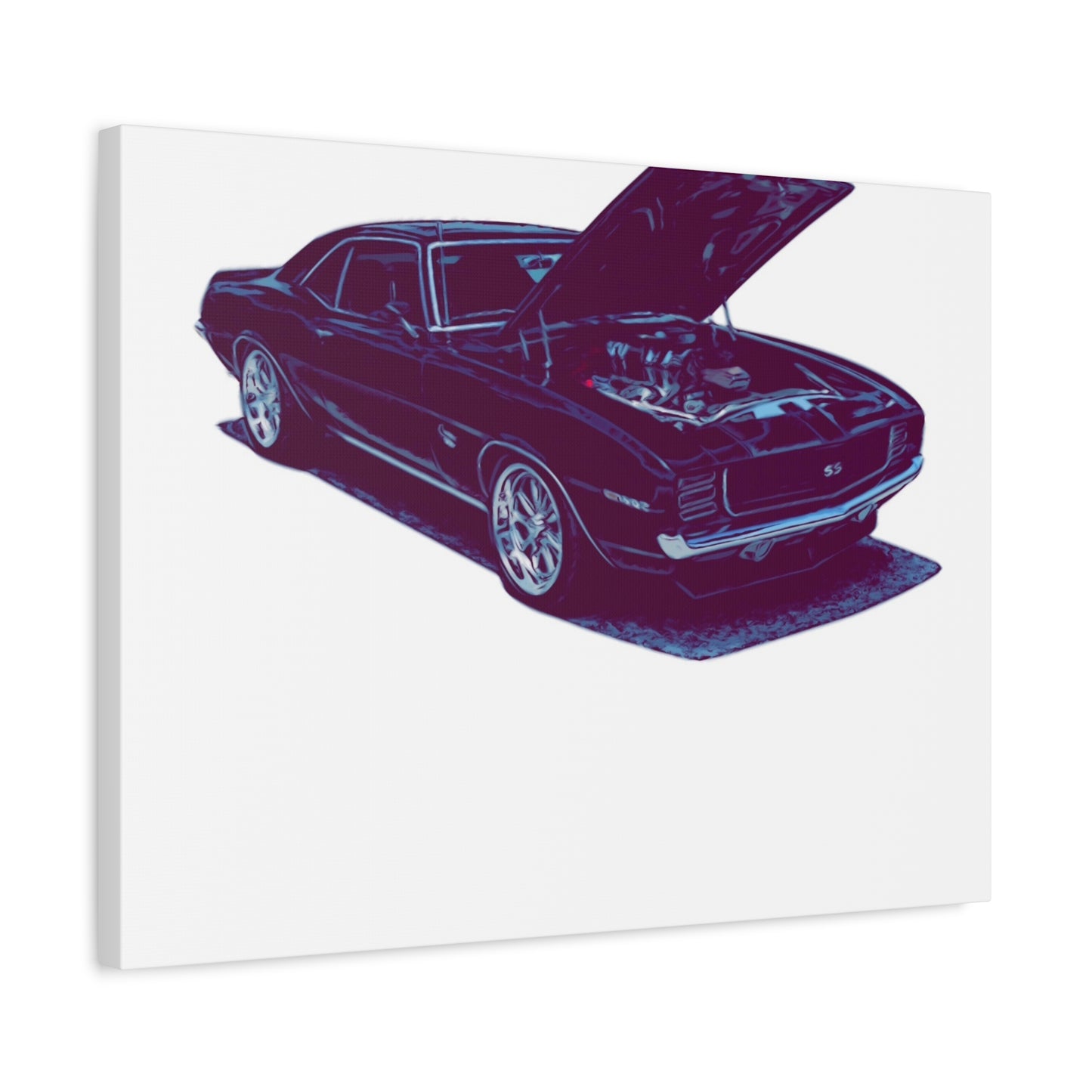 Heart on Display – Open-Hood Classic Muscle Comic Car Wall Art