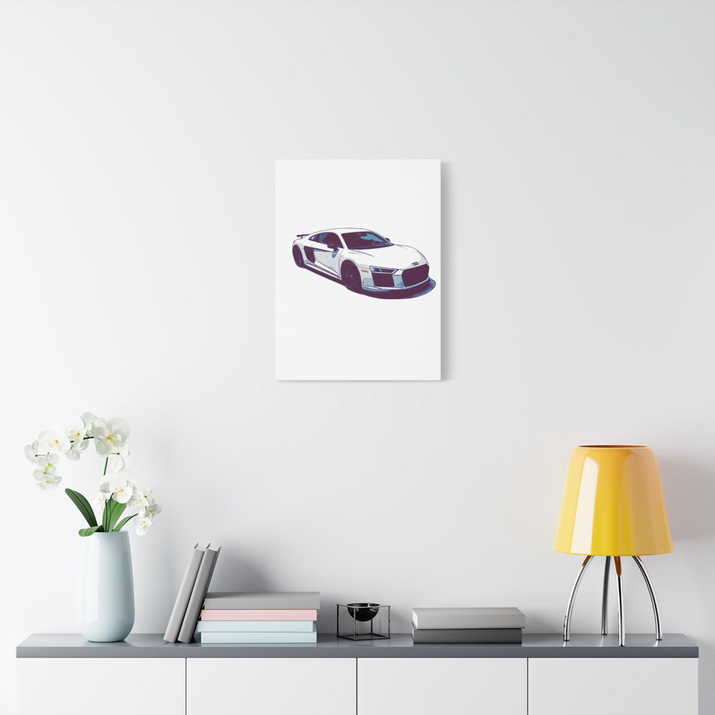 Whiteout Velocity Coupe – Clean Performance Comic Car Wall Art