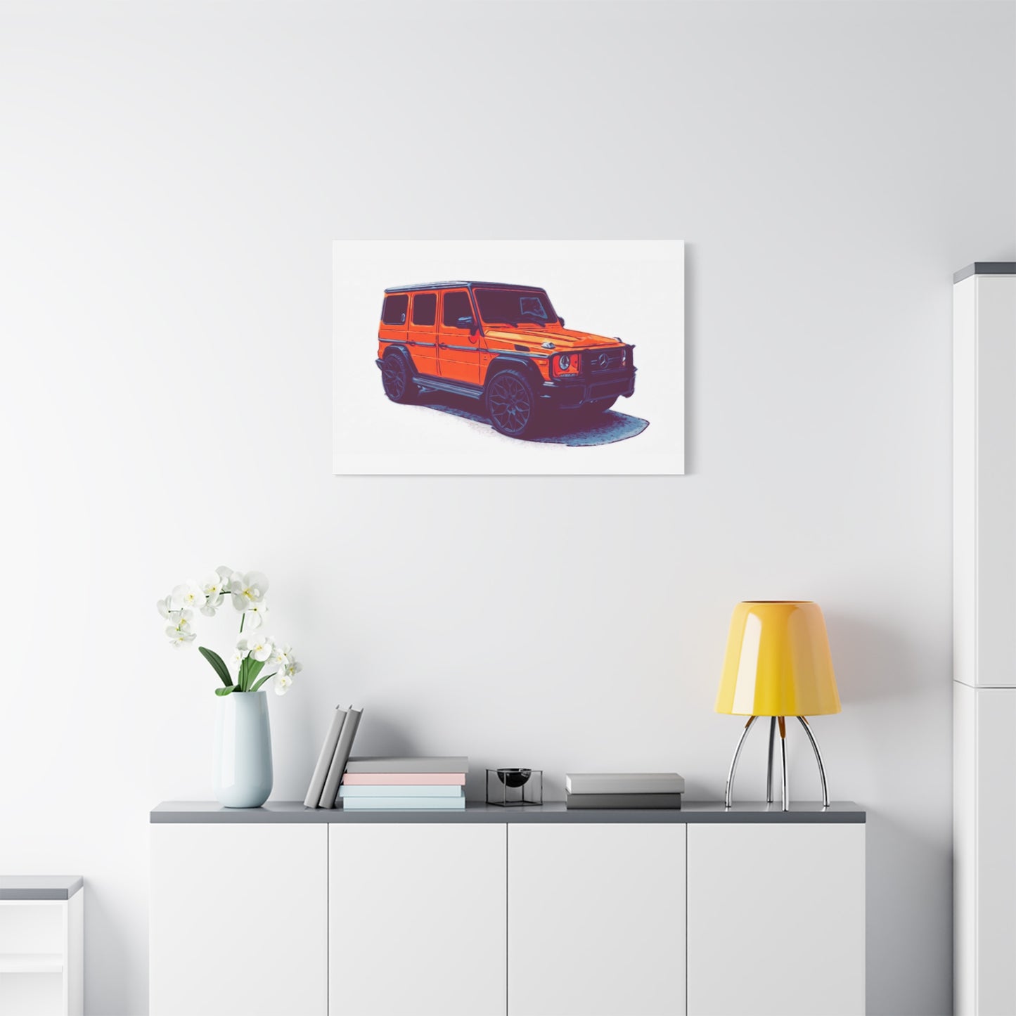 Signal Orange Sentinel – Luxury Off-Road SUV Comic Wall Art