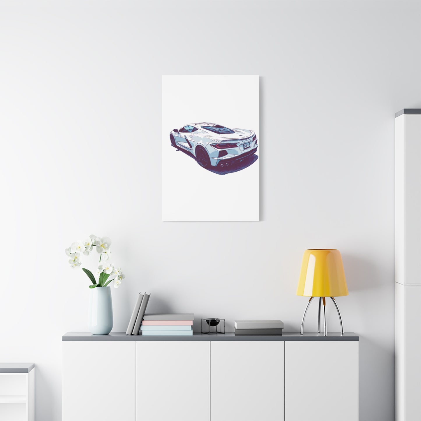 Whiteout Velocity – Modern Supercar Rear Profile Comic Wall Art