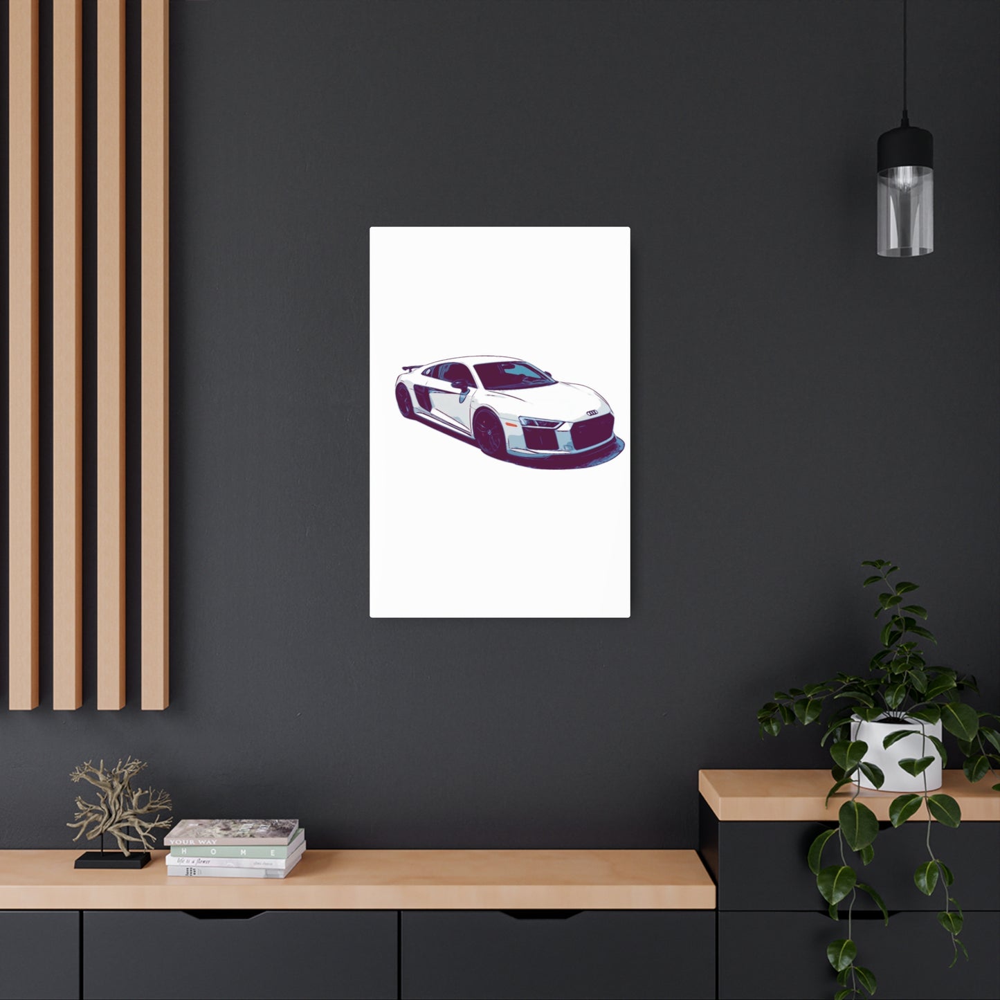 Whiteout Velocity Coupe – Clean Performance Comic Car Wall Art