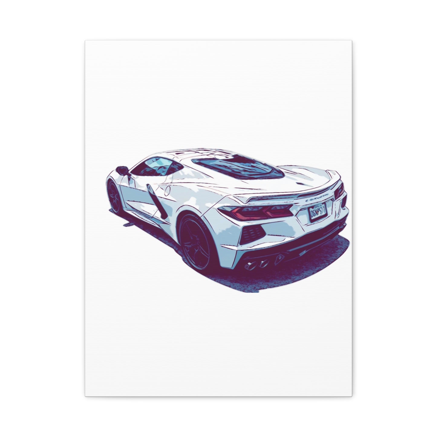 Whiteout Velocity – Modern Supercar Rear Profile Comic Wall Art