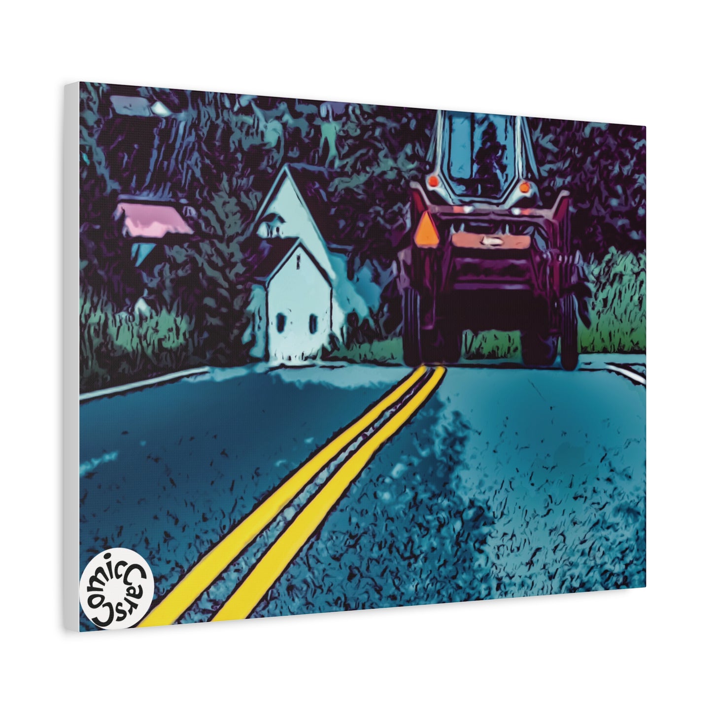 Country Roads Tractor Matte Canvas Wall Art for Farmhouse Decor