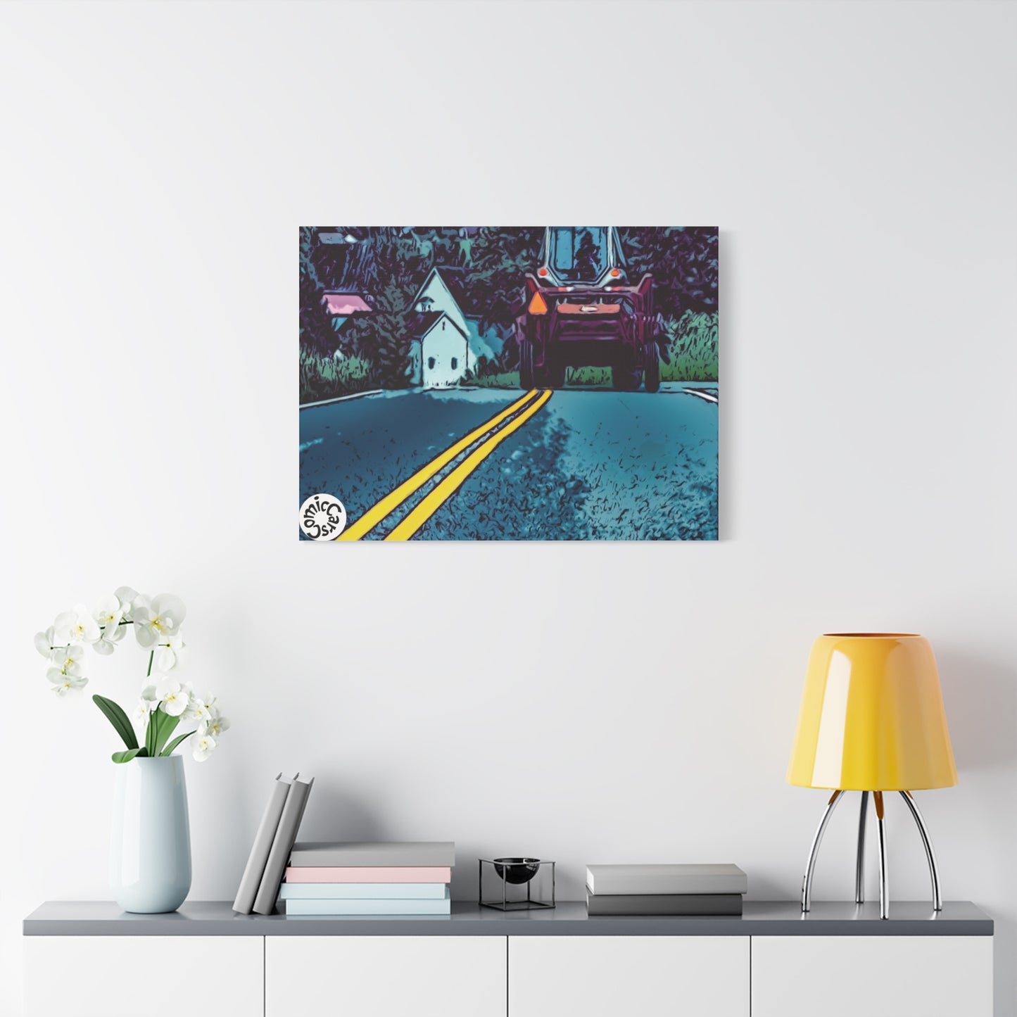 Country Roads Tractor Matte Canvas Wall Art for Farmhouse Decor