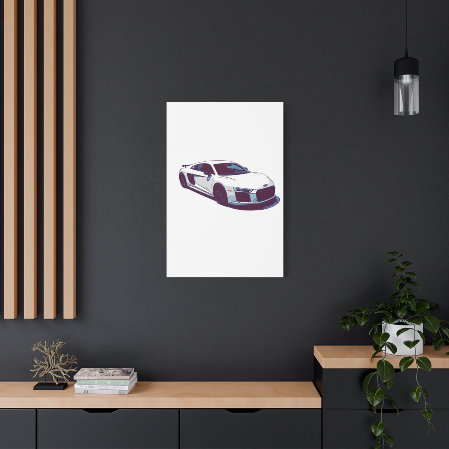 Whiteout Velocity Coupe – Clean Performance Comic Car Wall Art