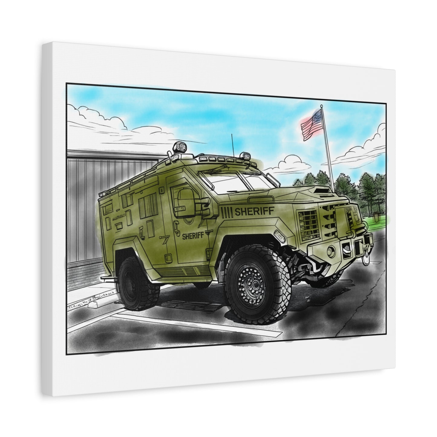 Brave Neighborhood Defender – Kids Community Truck Canvas Wall Art