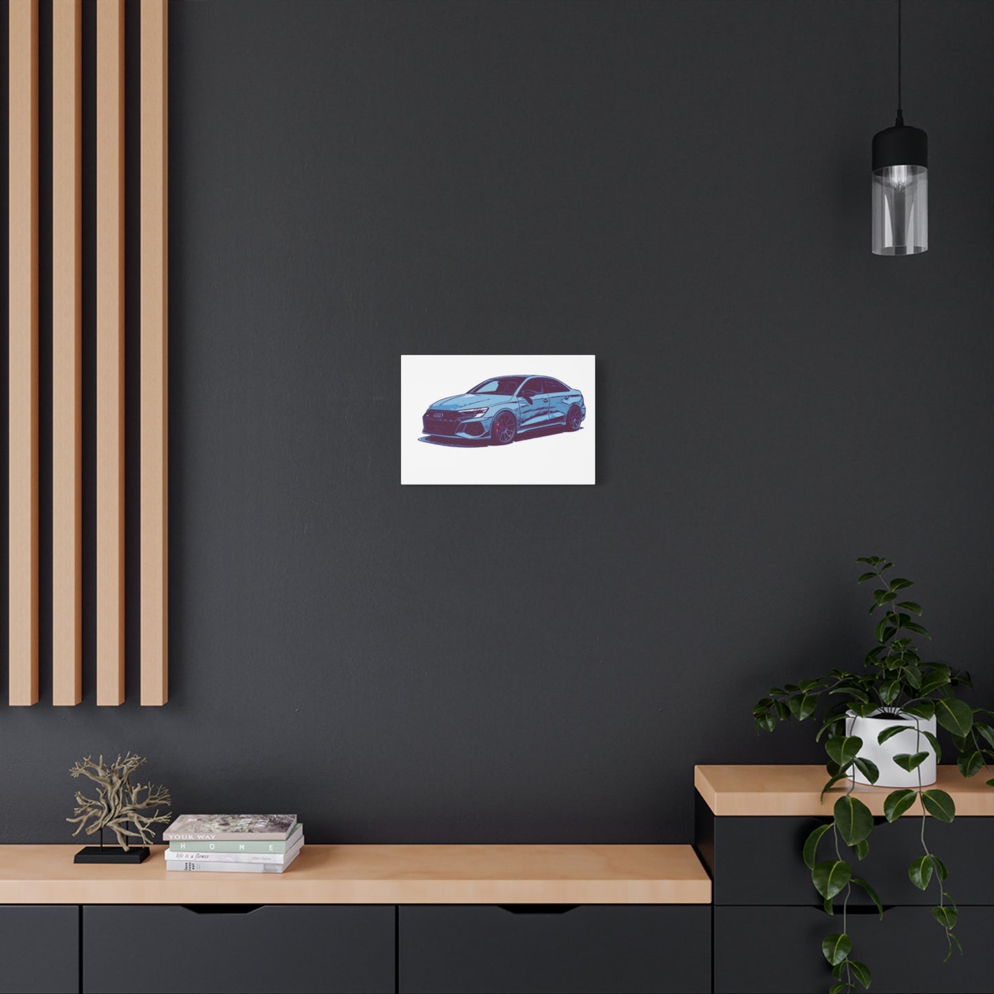 Midnight Precision – Modern European Performance Sedan Comic Car Wall Art