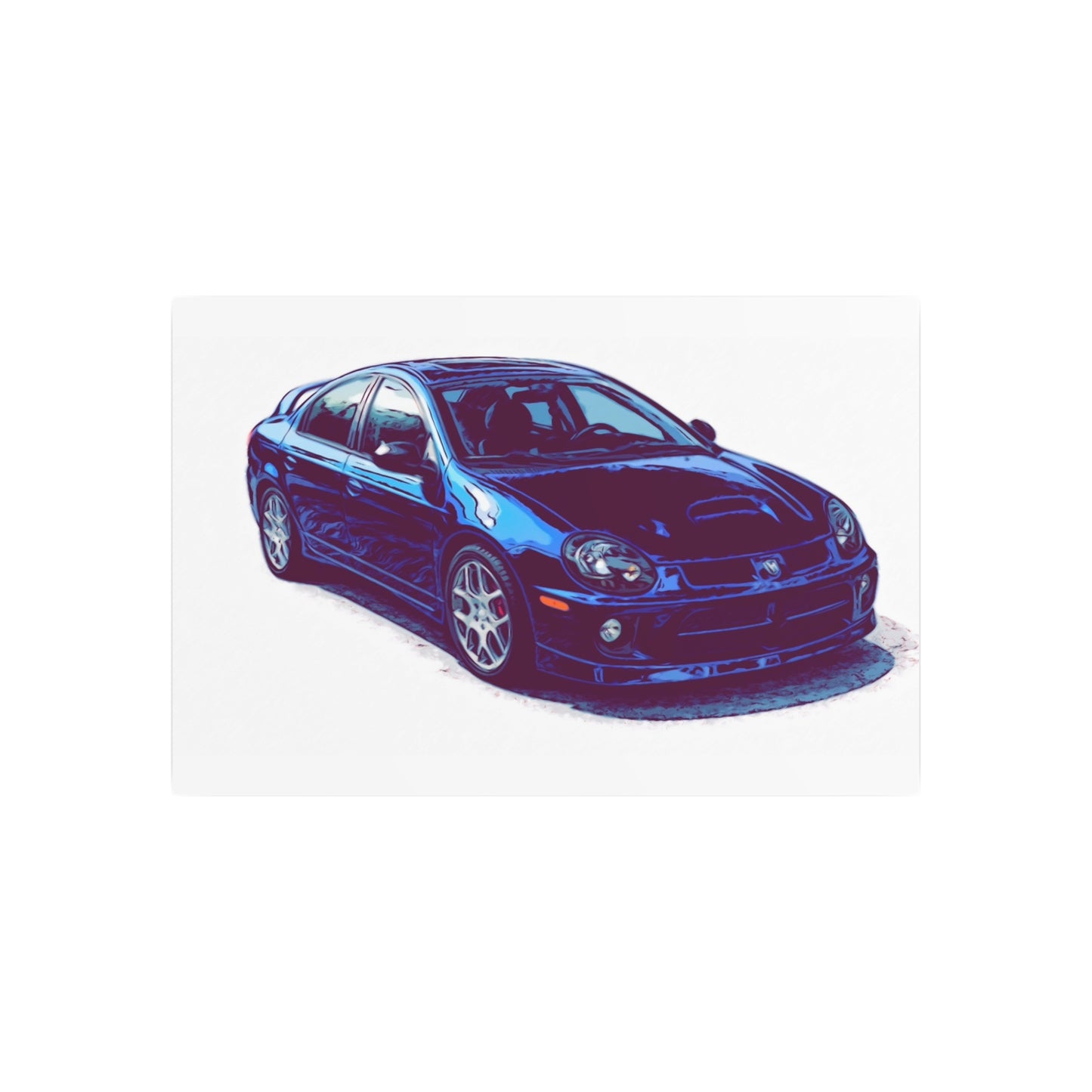 Turbo Four Door – Early 2000s Sport Sedan Comic Car Wall Art