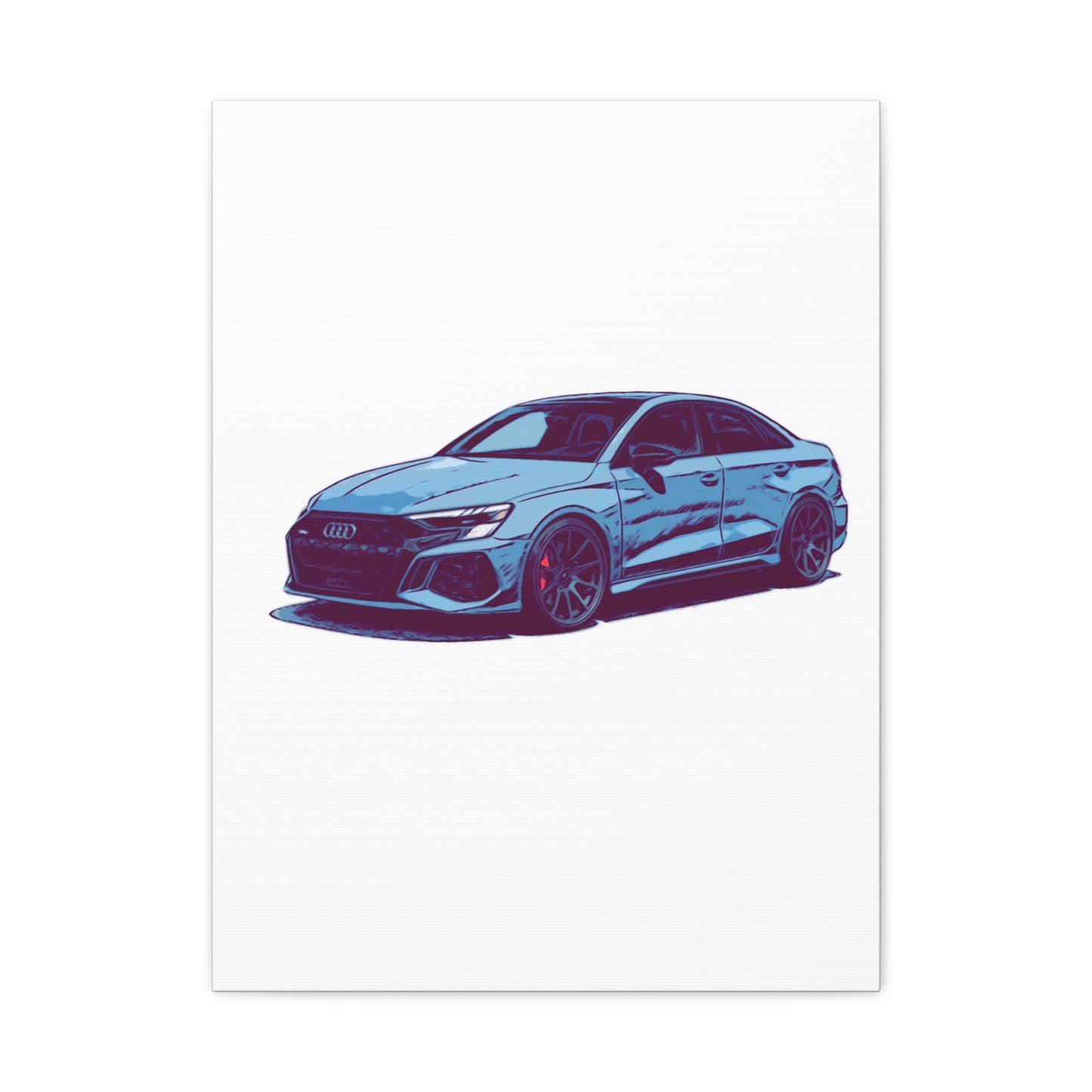 Midnight Precision – Modern European Performance Sedan Comic Car Wall Art