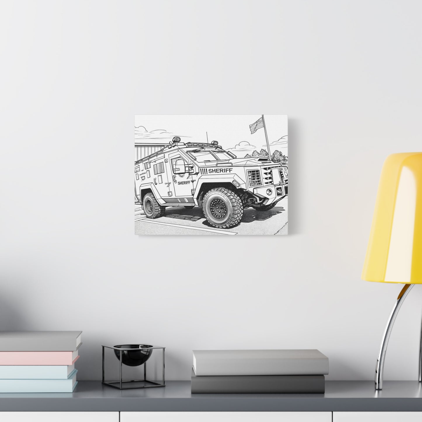 Cartoon Car Coloring Canvas – Creative Kids Garage Wall Art