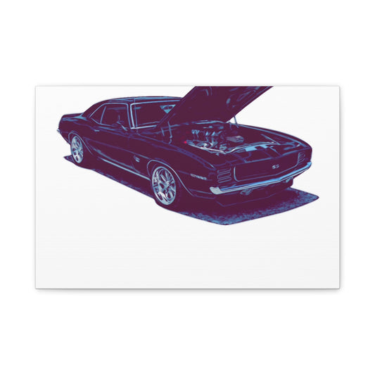 Heart on Display – Open-Hood Classic Muscle Comic Car Wall Art