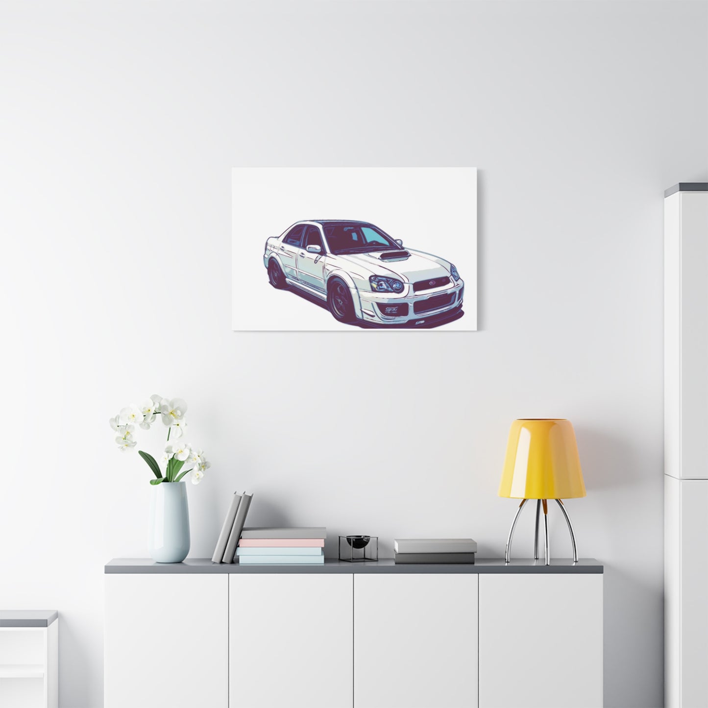 Boosted All-Wheel Fury – Rally-Inspired Sport Sedan Comic Car Wall Art