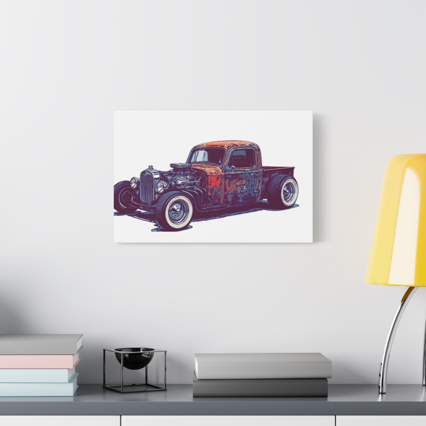 Rustbound Revival Pickup – Vintage Rat Rod Comic Car Wall Art