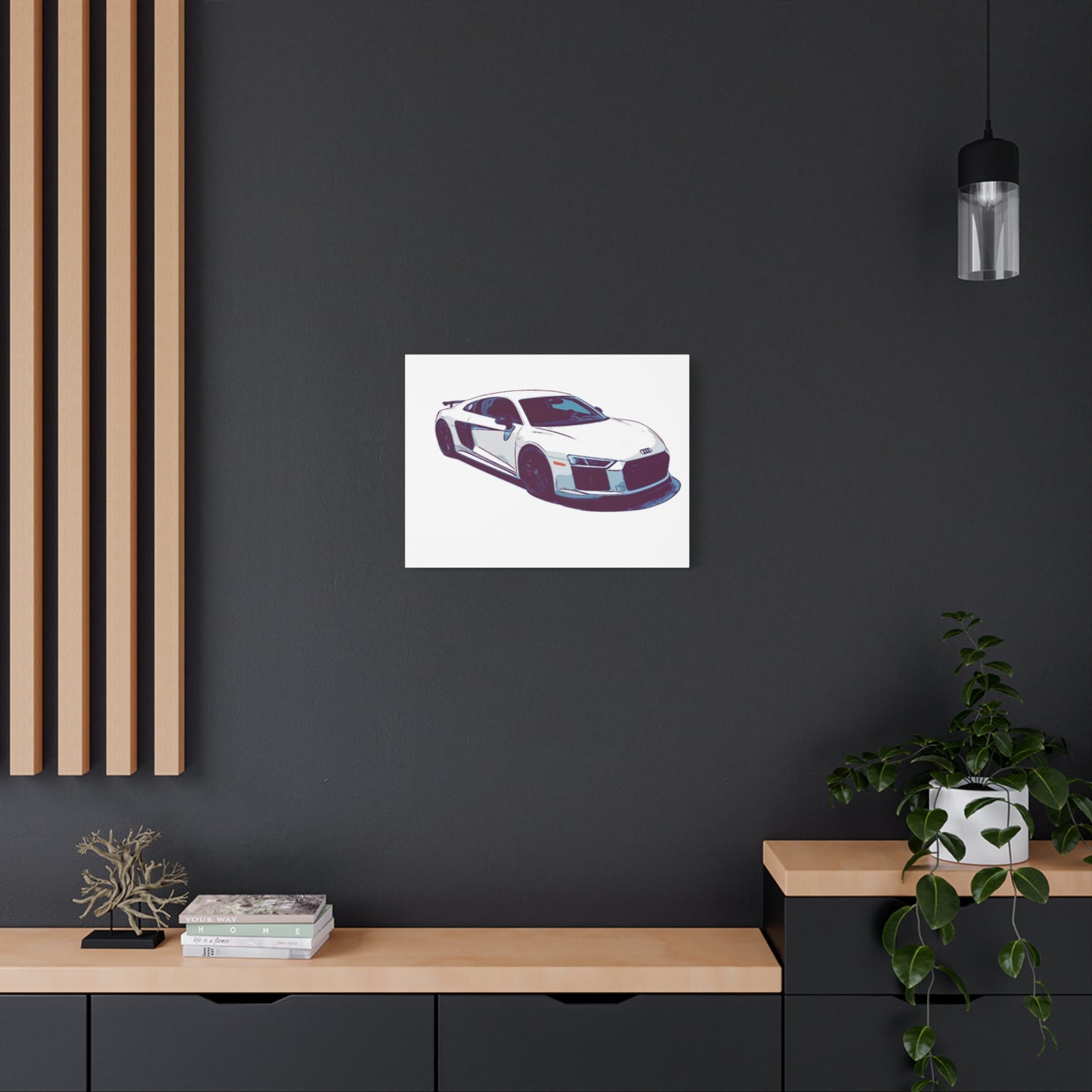 Whiteout Velocity Coupe – Clean Performance Comic Car Wall Art