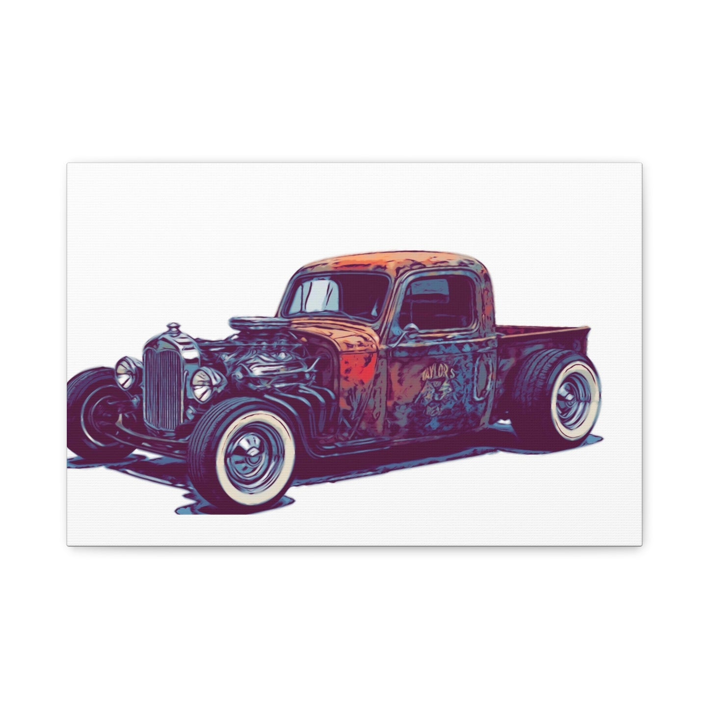 Rustbound Revival Pickup – Vintage Rat Rod Comic Car Wall Art