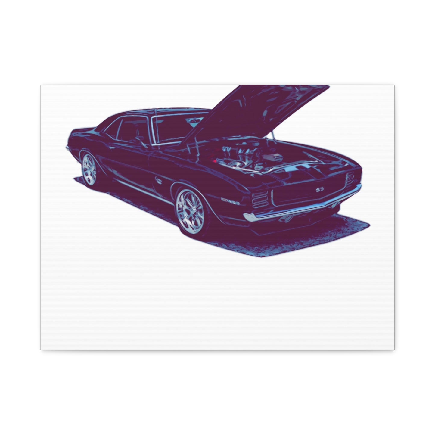 Heart on Display – Open-Hood Classic Muscle Comic Car Wall Art