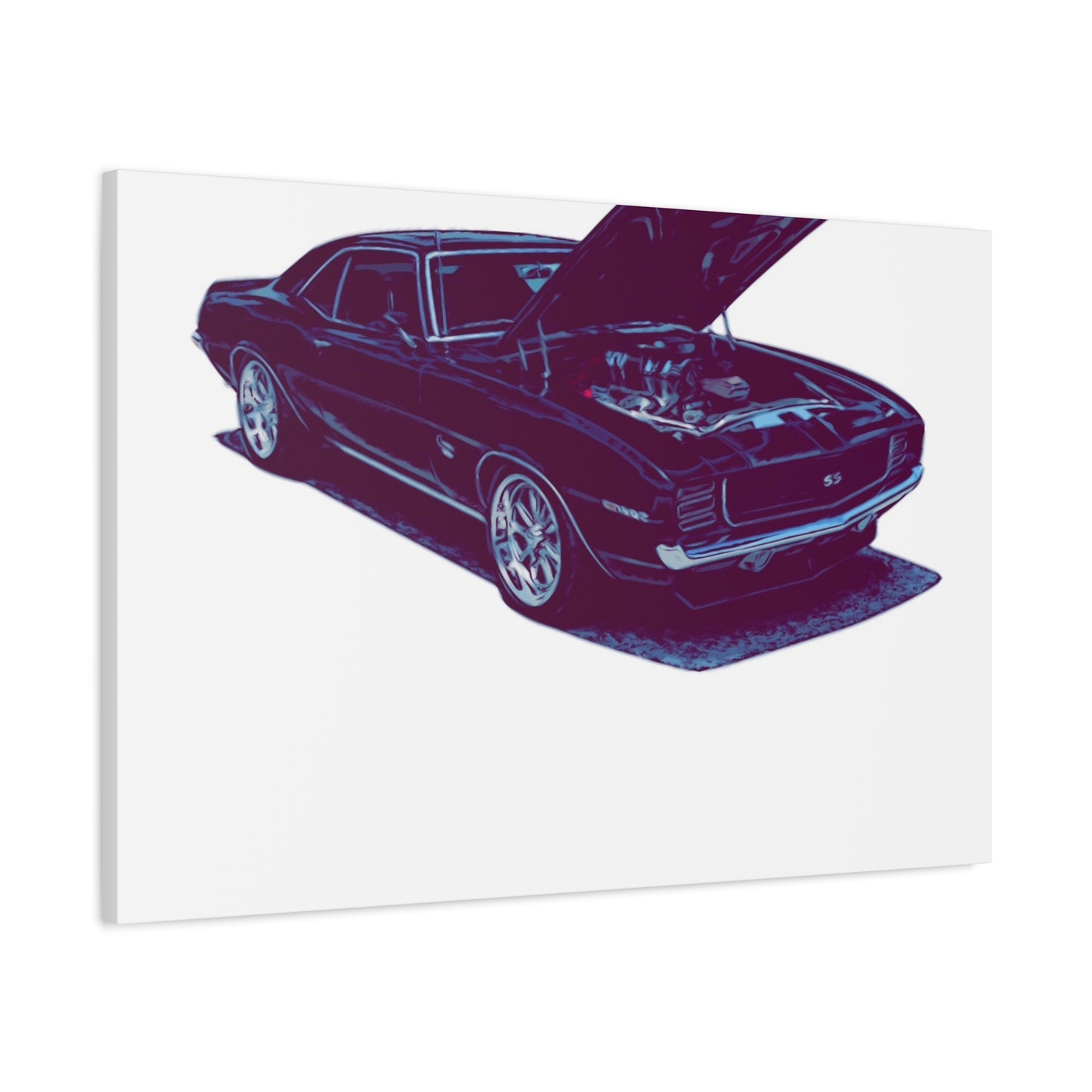Heart on Display – Open-Hood Classic Muscle Comic Car Wall Art