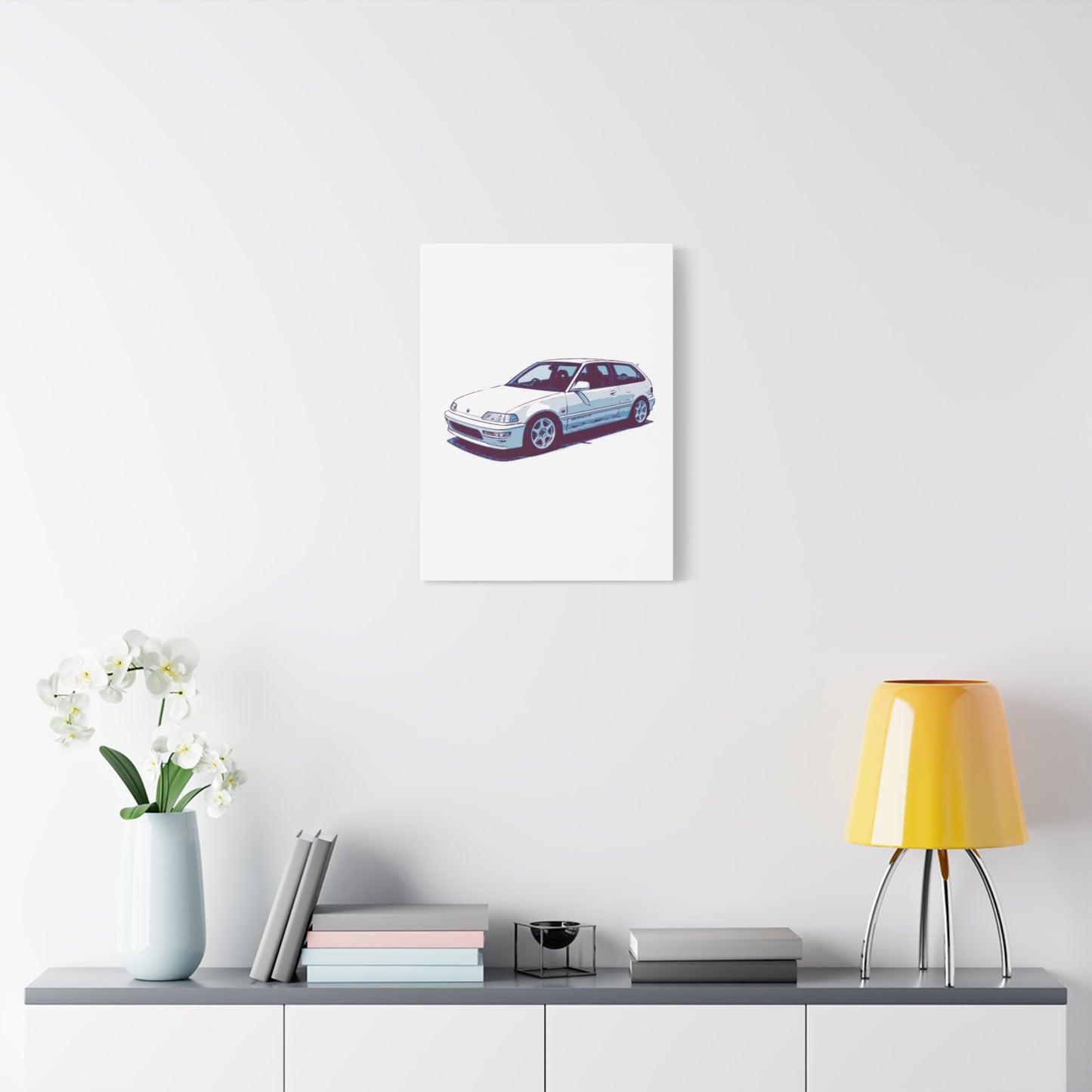 Whitewire Hatch – Compact Street Runner Comic Car Wall Art