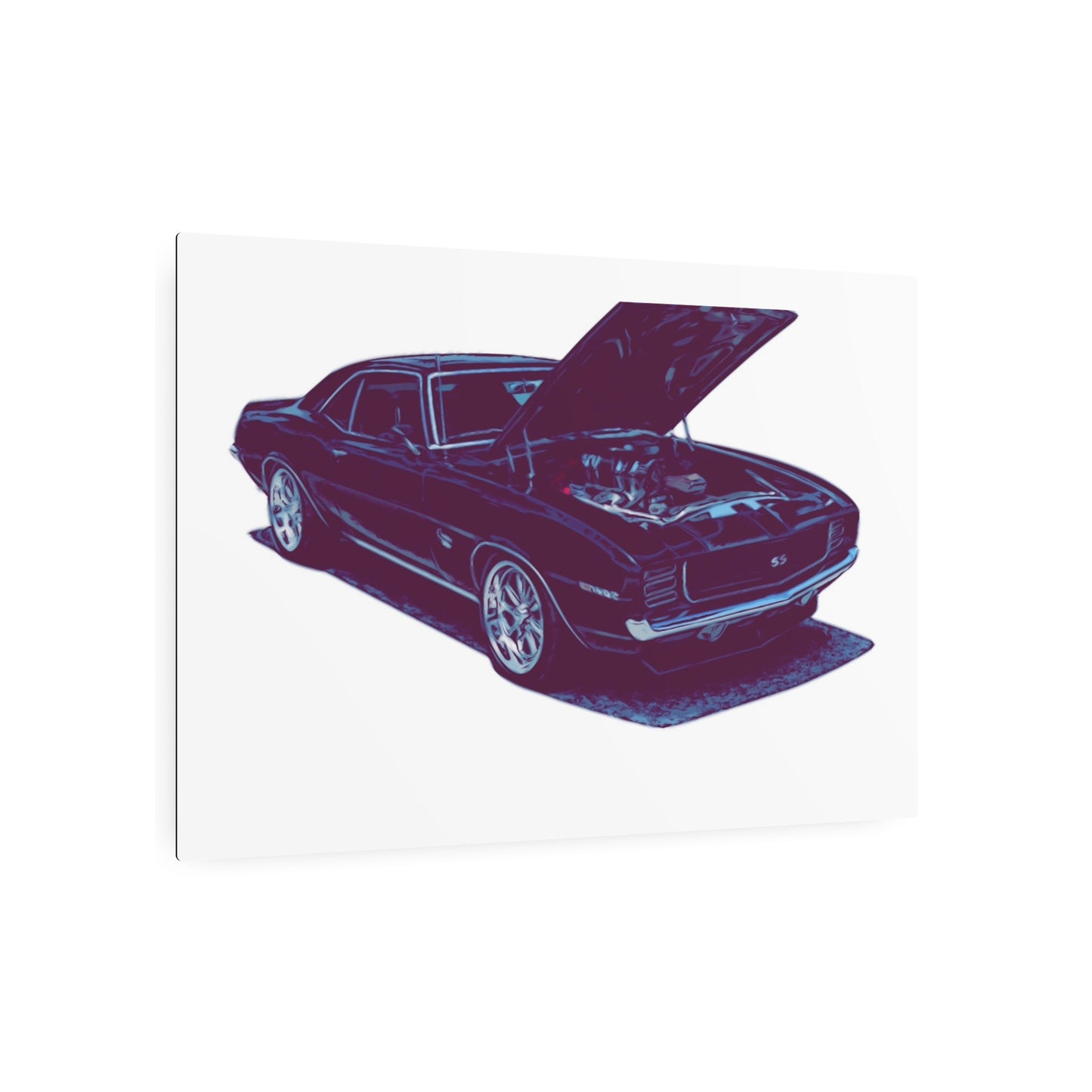 Heart on Display – Open-Hood Classic Muscle Comic Car Wall Art