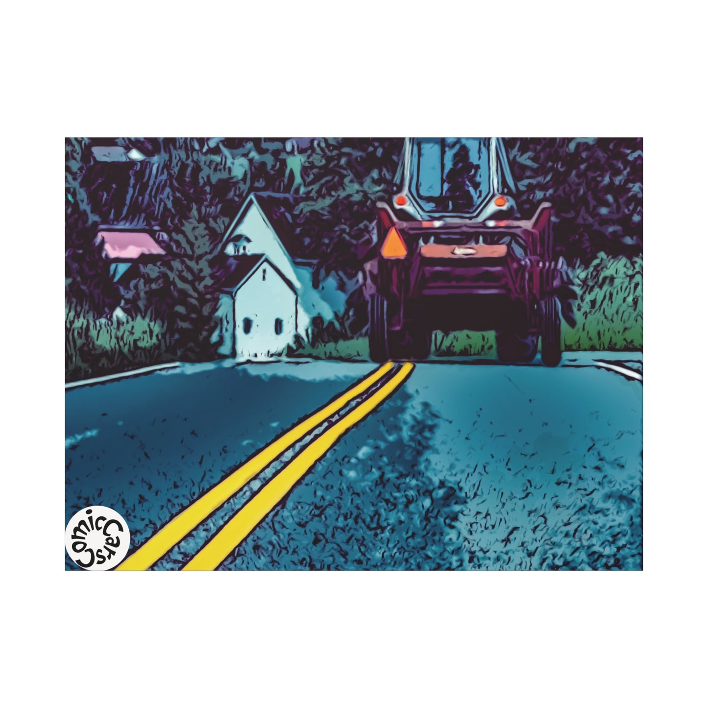 Country Roads Tractor Matte Canvas Wall Art for Farmhouse Decor