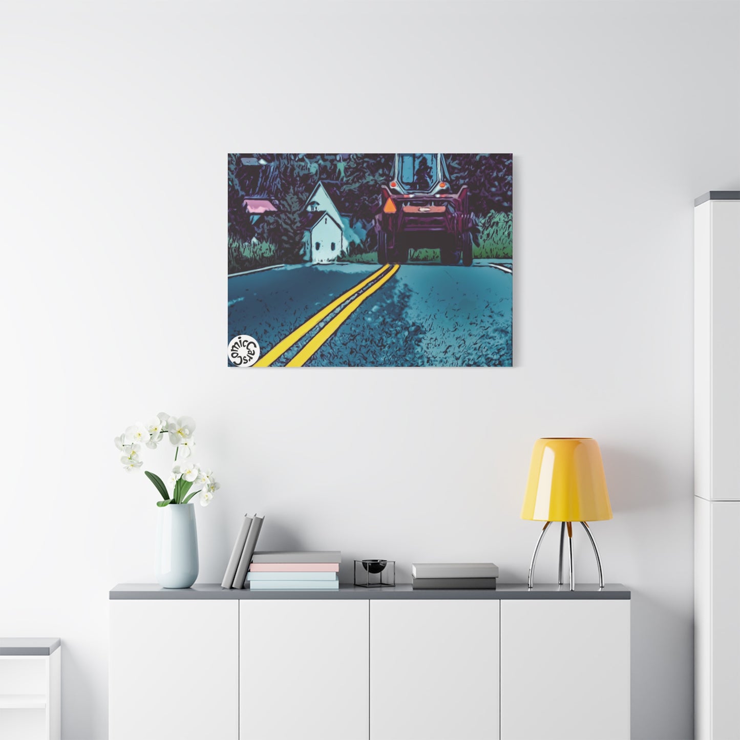Country Roads Tractor Matte Canvas Wall Art for Farmhouse Decor
