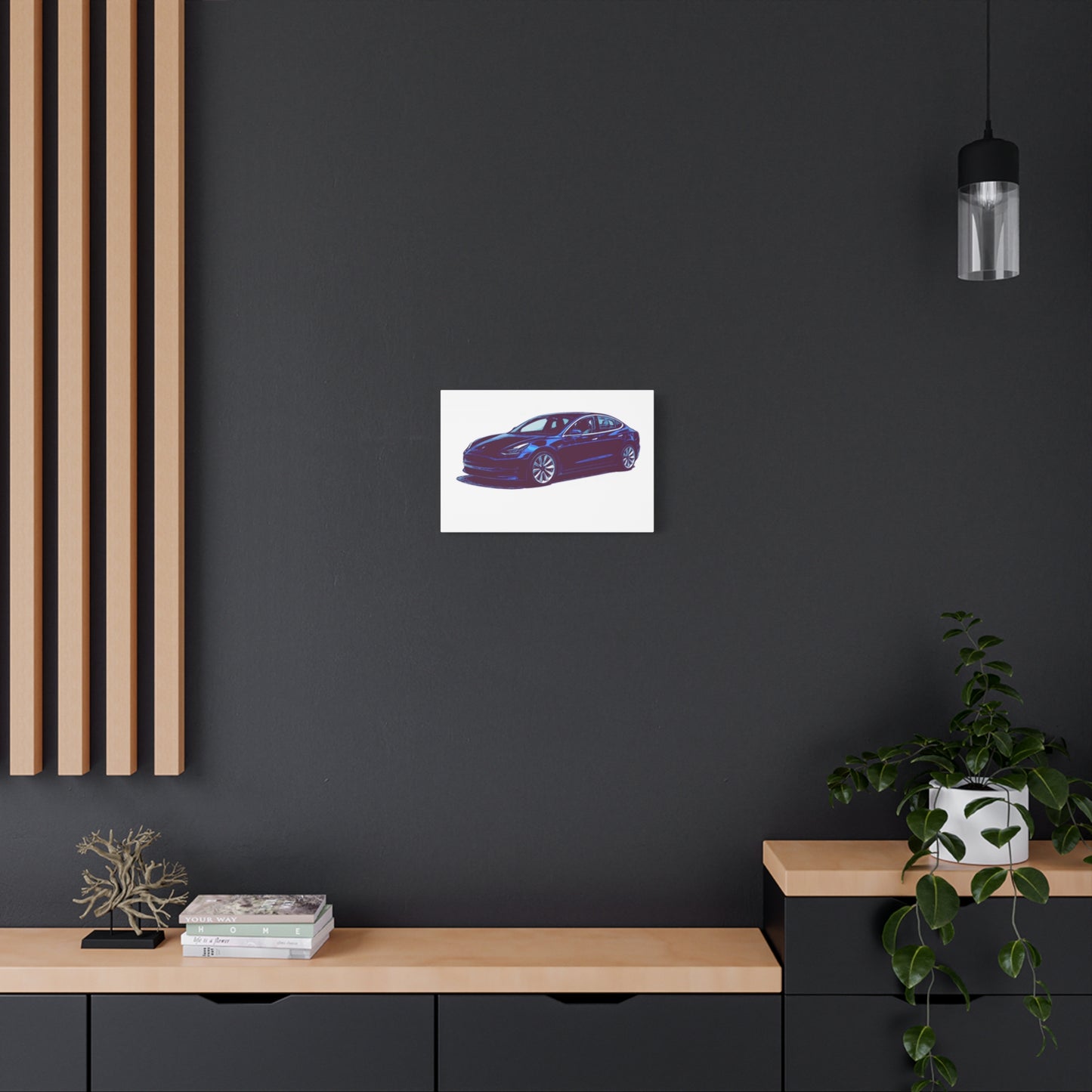 Silentshift Fastback – Modern Electric Sport Sedan Comic Car Wall Art